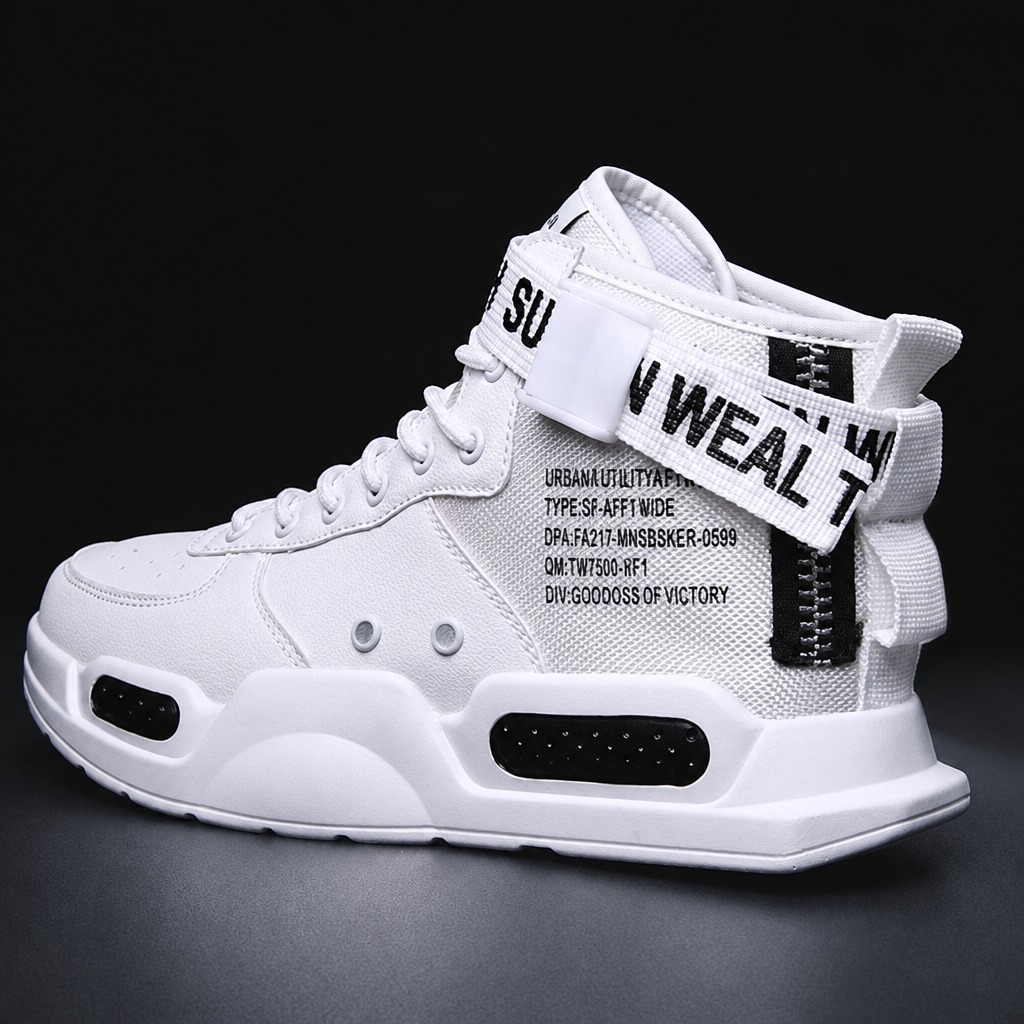 Men's high-top casual basketball sneakers white