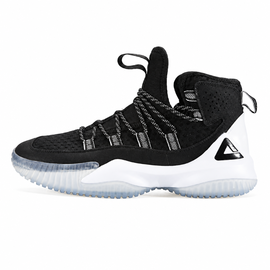 Men's basketball shoes anti-slip high-top sneakers black white