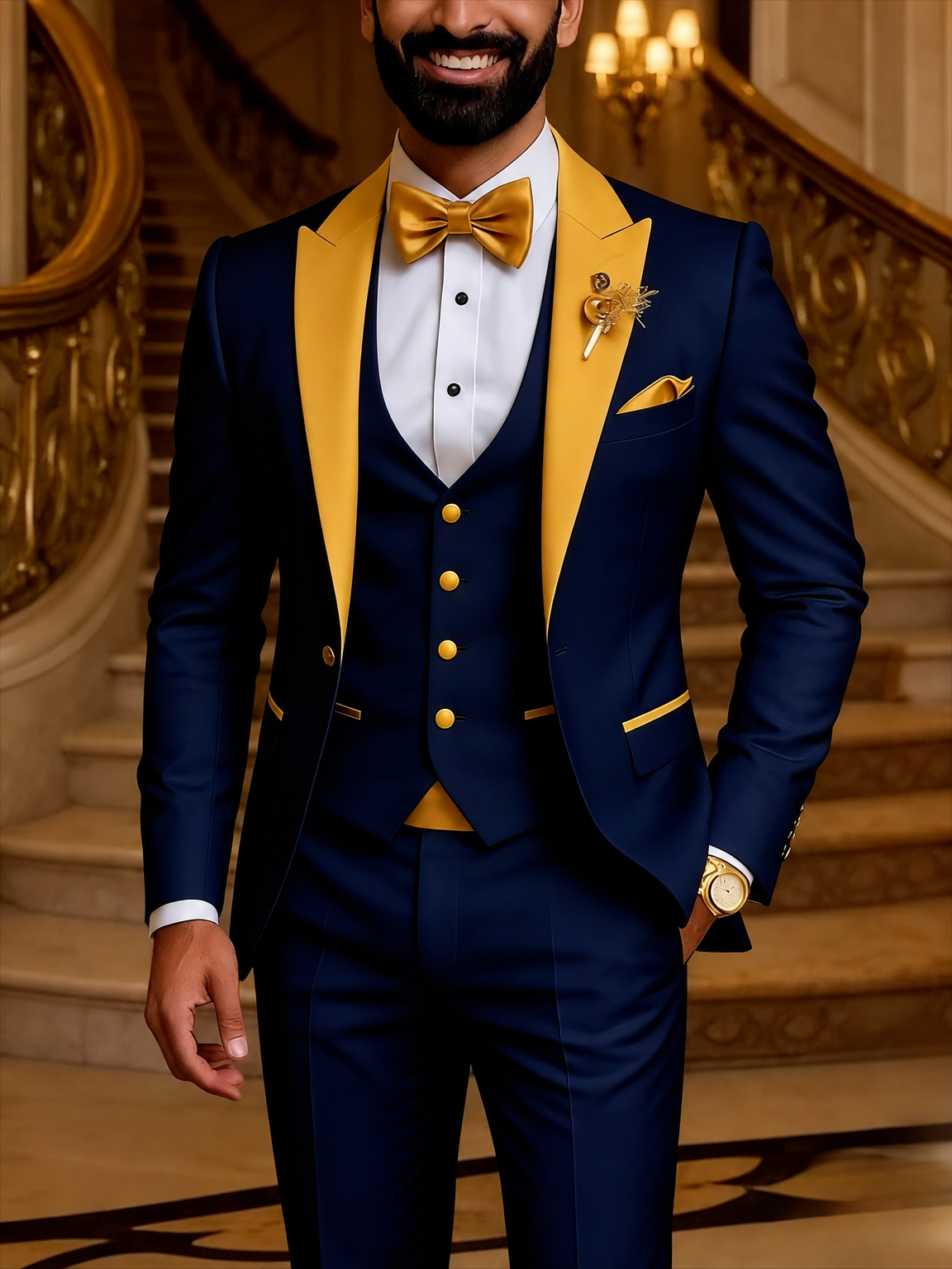 Men's 3-piece tuxedo suit colorway clean product photo