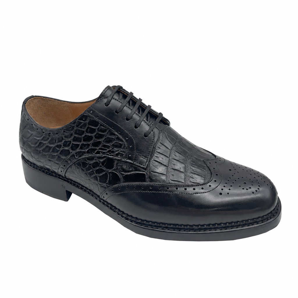Men's Italian leather stitch business formal dress shoes black