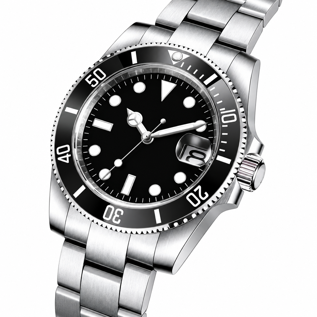 Men's custom logo NH35 automatic dive watch sapphire ceramic bezel silver