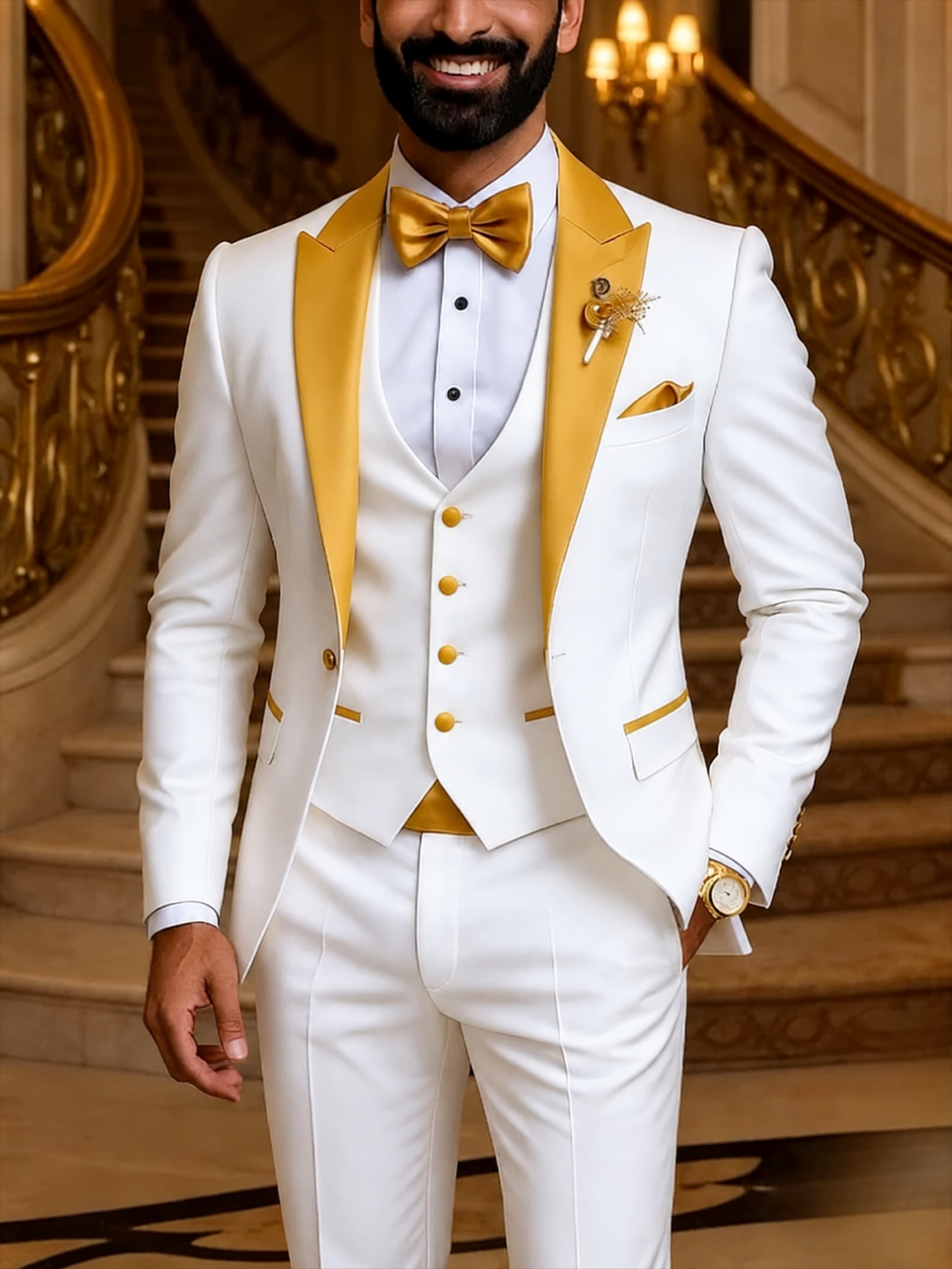 Men's 3-piece tuxedo suit colorway clean product photo