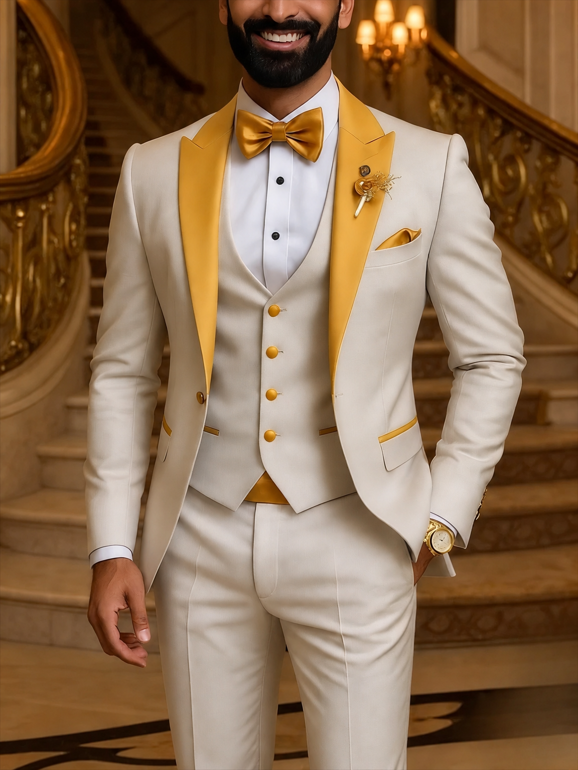 Men's 3-piece tuxedo suit colorway clean product photo