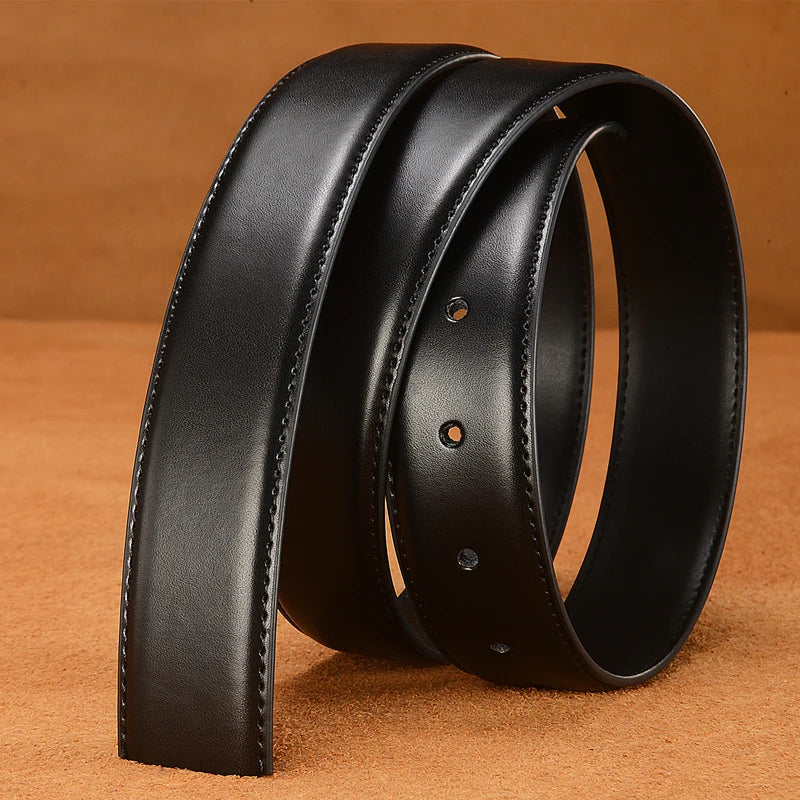 Men's Genuine Leather Belt Strap (No Buckle)