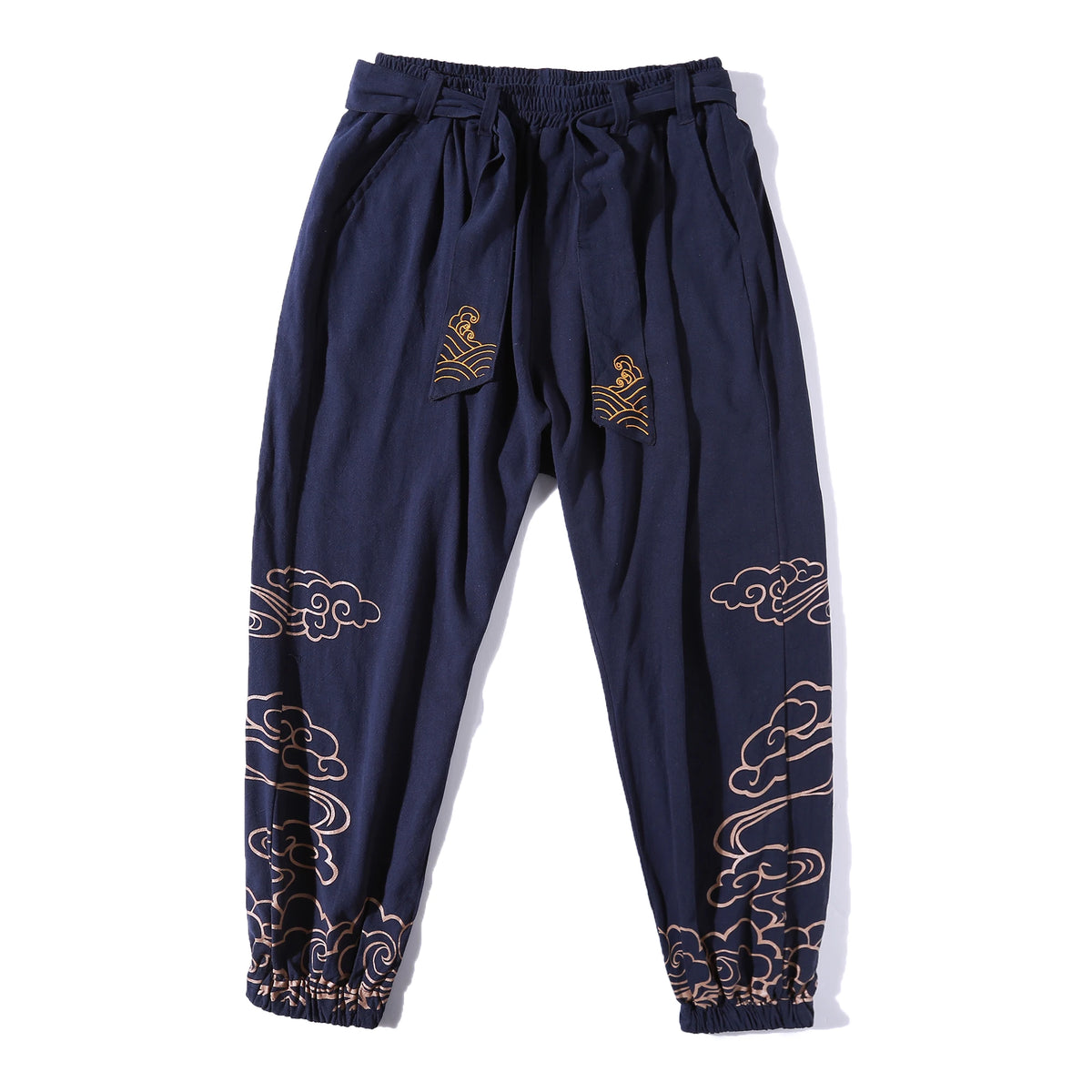 Men's Retro Cloud Print Loose Harem Pants