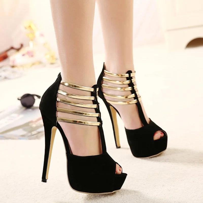 Sexy High Heels Women Shoes Platform Peep Toe Wedding Shoes Women Pumps Black Red Shoes Woman High Heel Shoes tacones mujer