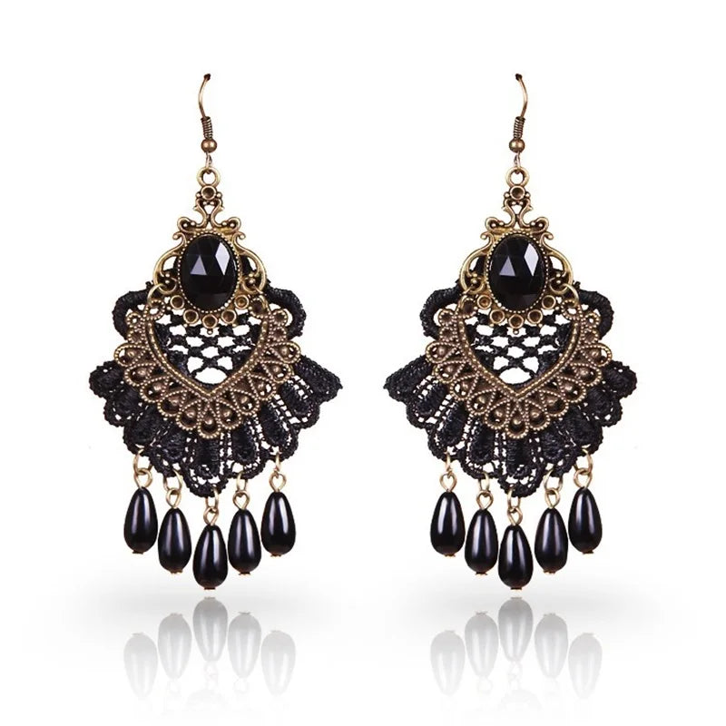 YiYaoFa Handmade Exaggerated Jewelry Set Gothic Jewelry Black Lace Necklace & Earring Women Accessories Party Jewelry FYS-01