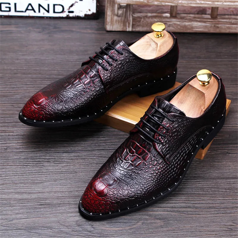 Men's crocodile leather lace-up oxford product photo