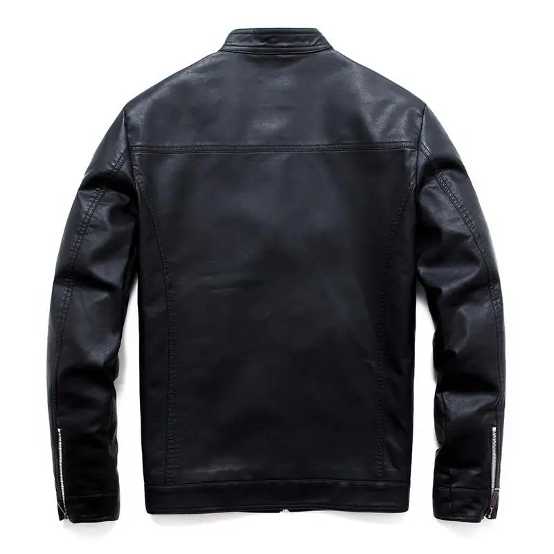 Men's Black Faux Leather Motorcycle Jacket Plus Size 8XL