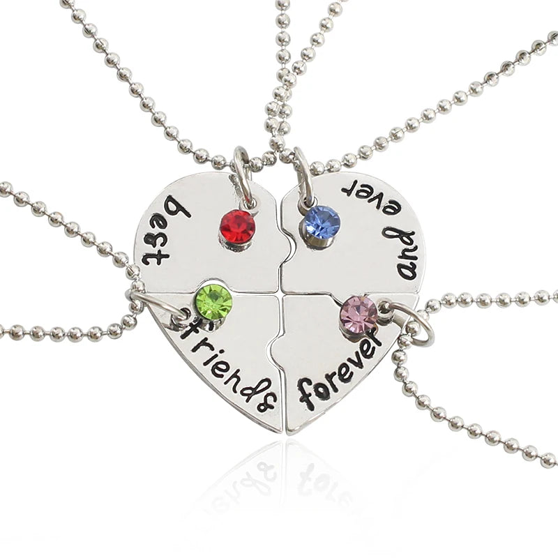 Women's BFF Love Friendship Pendant Necklace Set, 3/4 Piece