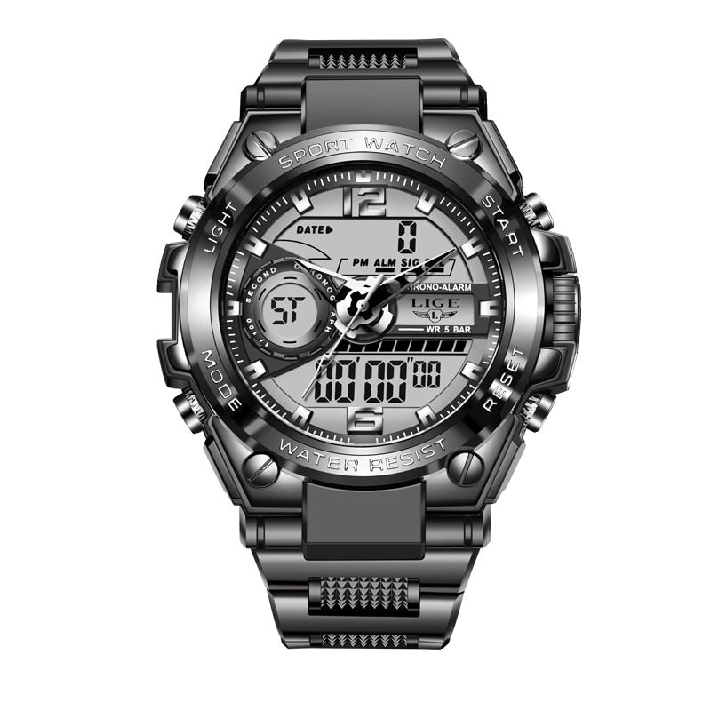 Men's Digital Military LED Quartz Watch, Splash-Resistant