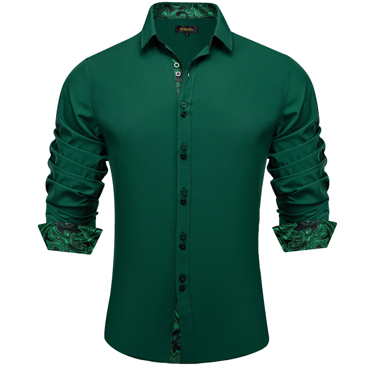 Herren Casual Langarmshirt mit Paisley-Muster innen, elegante Umschlagkragen Hemden für Business, Freizeit und Dates