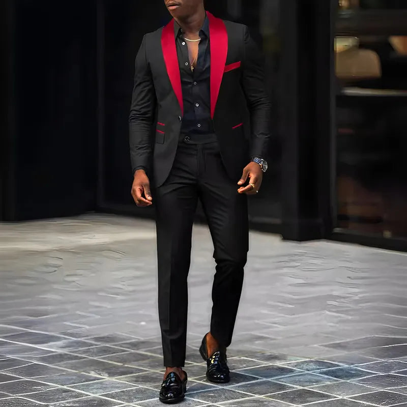 Men's Slim Fit Single-Button Wedding Suit Set