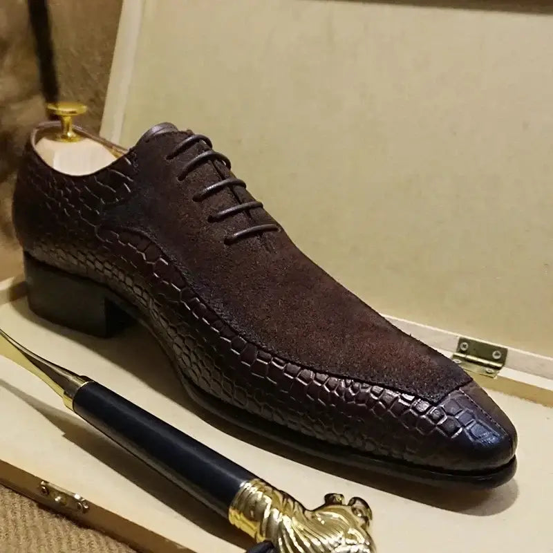 Men's Italian Calf Leather Classic Brogue Oxford Dress Shoes