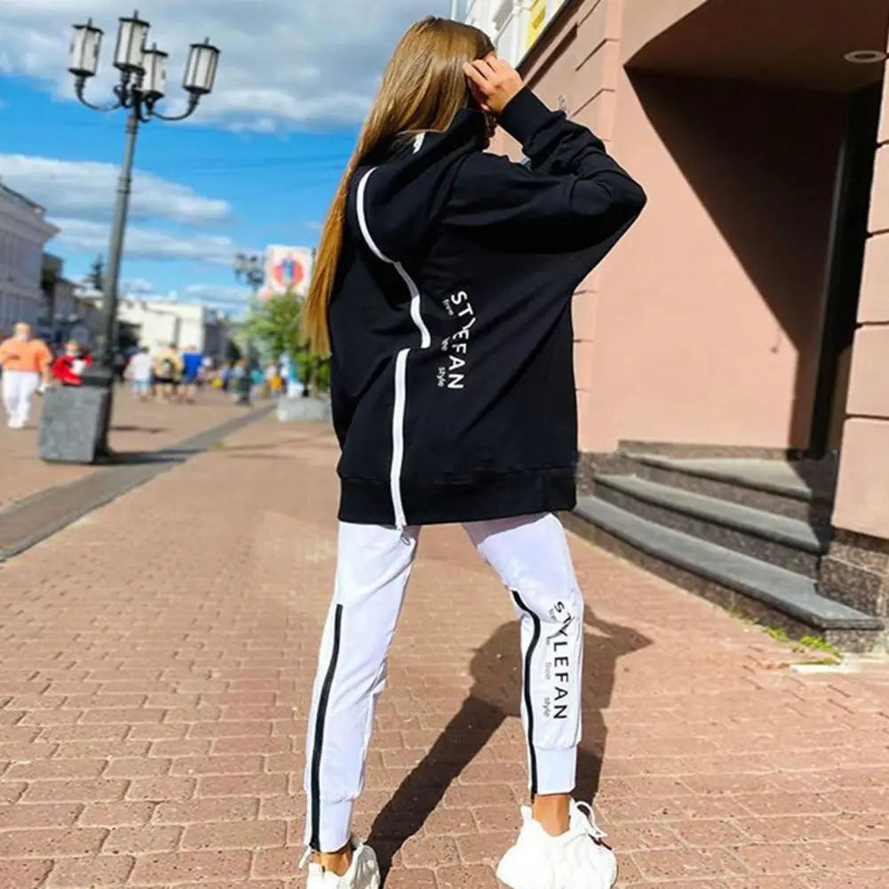 Women's Winter Oversized Back-Zip Hoodie and Pants Tracksuit Two-Piece