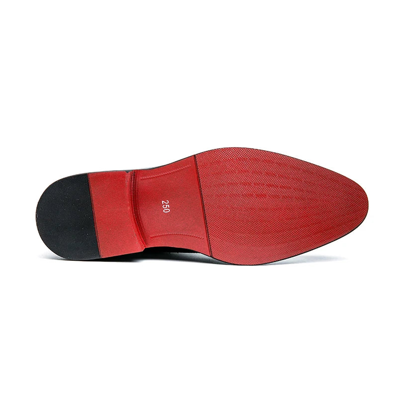 Men's Red-Sole Carved Lace-up Brogue Oxford Dress Shoes
