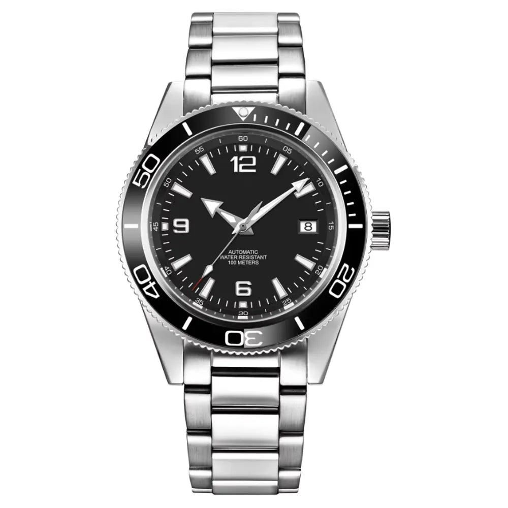 Logo de montre personnalisé pour homme, automatique, haute qualité, 41 mm, mouvement mécanique NH35, étanche, verre saphir, lunette en céramique