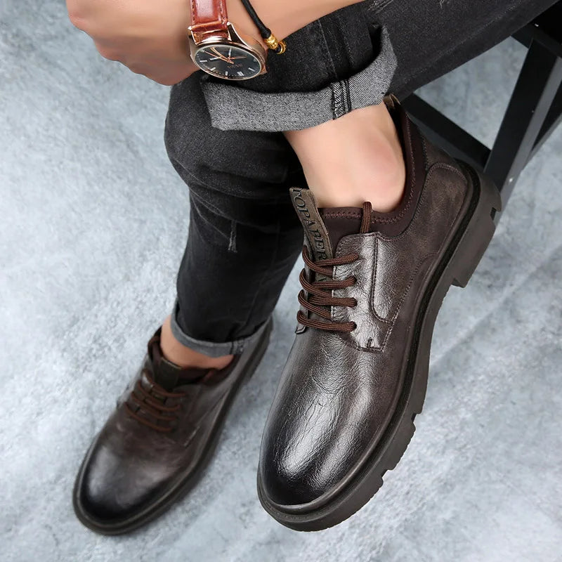 Business Men Oxford Leather Elevator Shoes Lift Sole Man Height Increase Insole 6CM Office Daily Life British