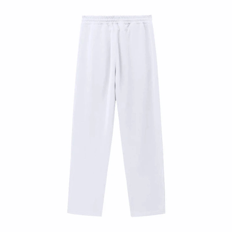 Men's Loose Solid Patchwork Side Button Straight Trousers