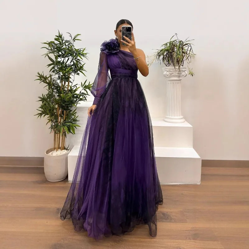 Women's Off-Shoulder Pleated Maxi Evening Dress