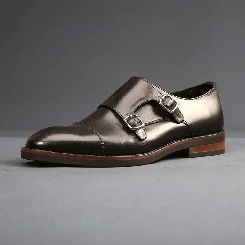 Men's Genuine Leather Double Monk Strap Dress Shoes