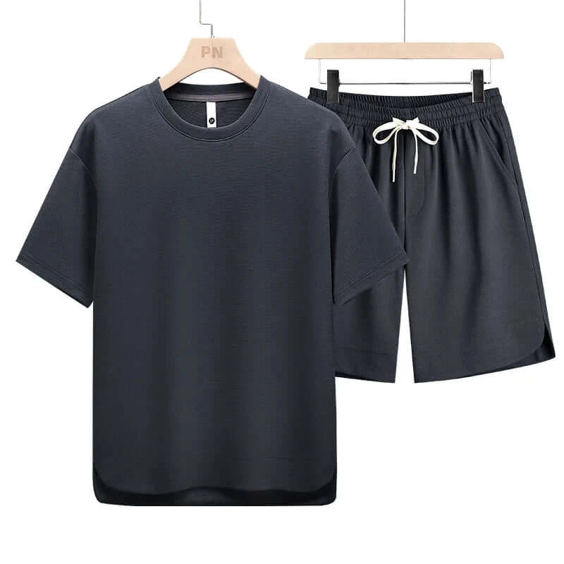 Men's Plus-Size Quick-Dry Short-Sleeve T-Shirt and Shorts Set, 6XL-8XL