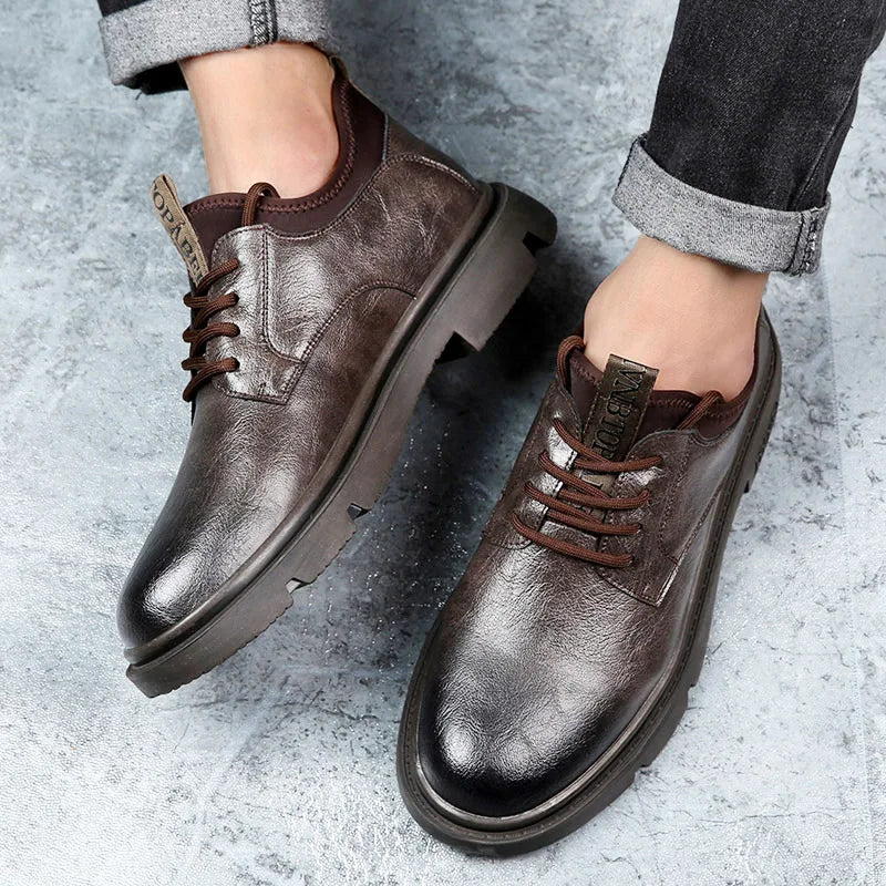 Business Men Oxford Leather Elevator Shoes Lift Sole Man Height Increase Insole 6CM Office Daily Life British