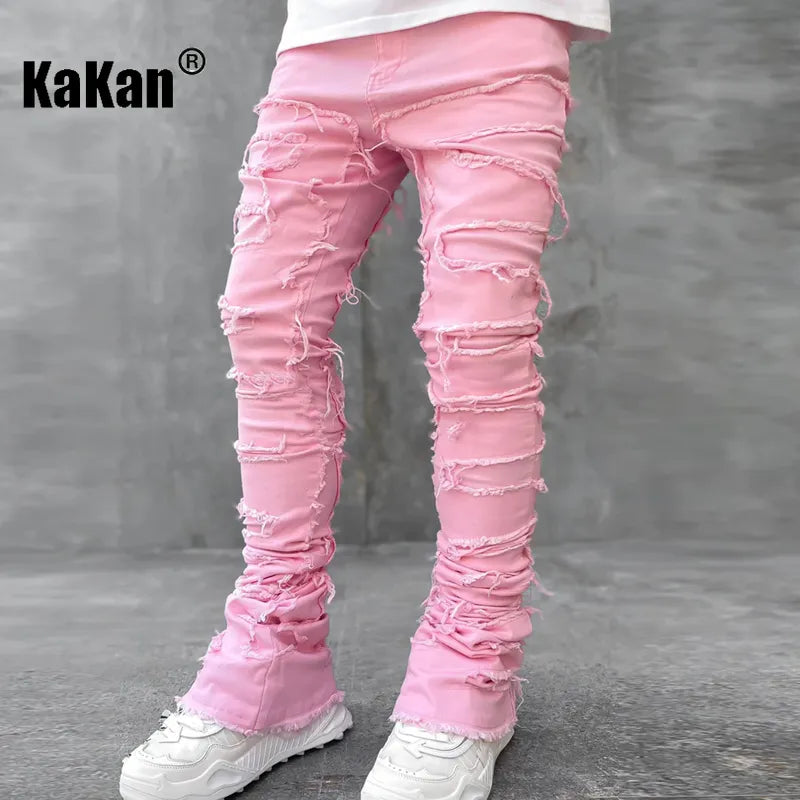 Men's Stretch Patch Straight Street Jeans