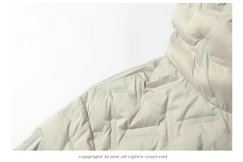 Men's Winter White Graphene Hooded Puffer Jacket, Windproof Down Coat