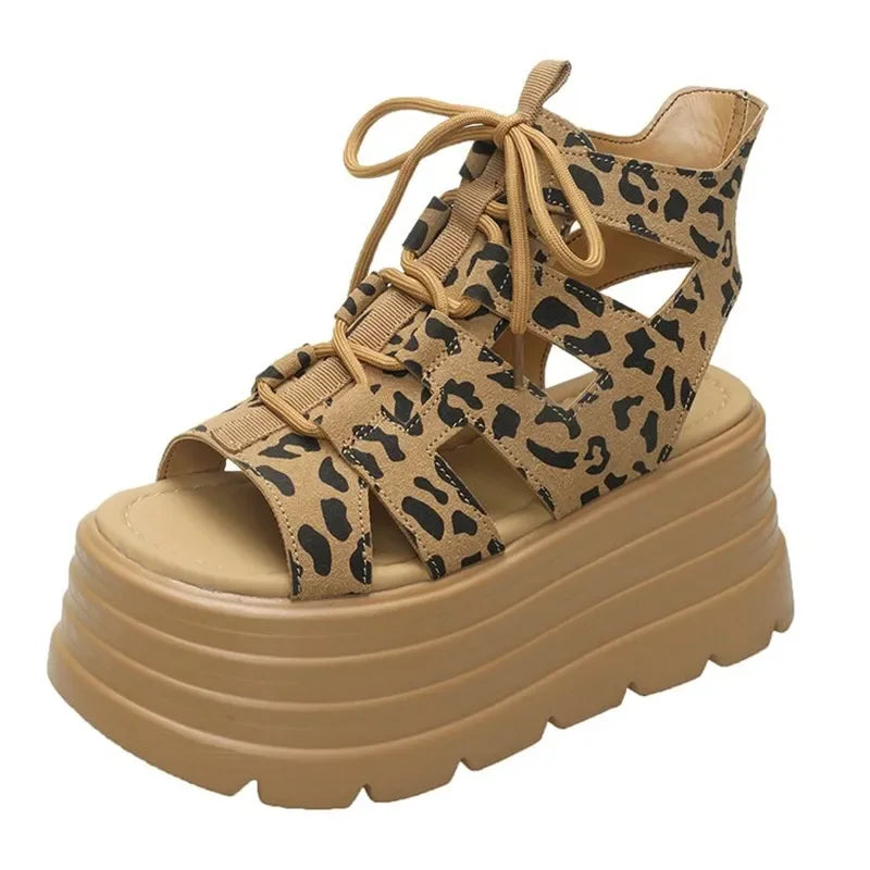 Luxury NEW Summer Sandals 8CM Wedge Heels Sneakers Women Beach Flip Flop High Platform Casual Sandals Breathable Walking Shoes