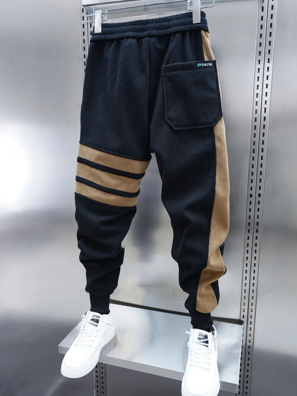 Men's Patchwork Striped Harem Jogger Sweatpants