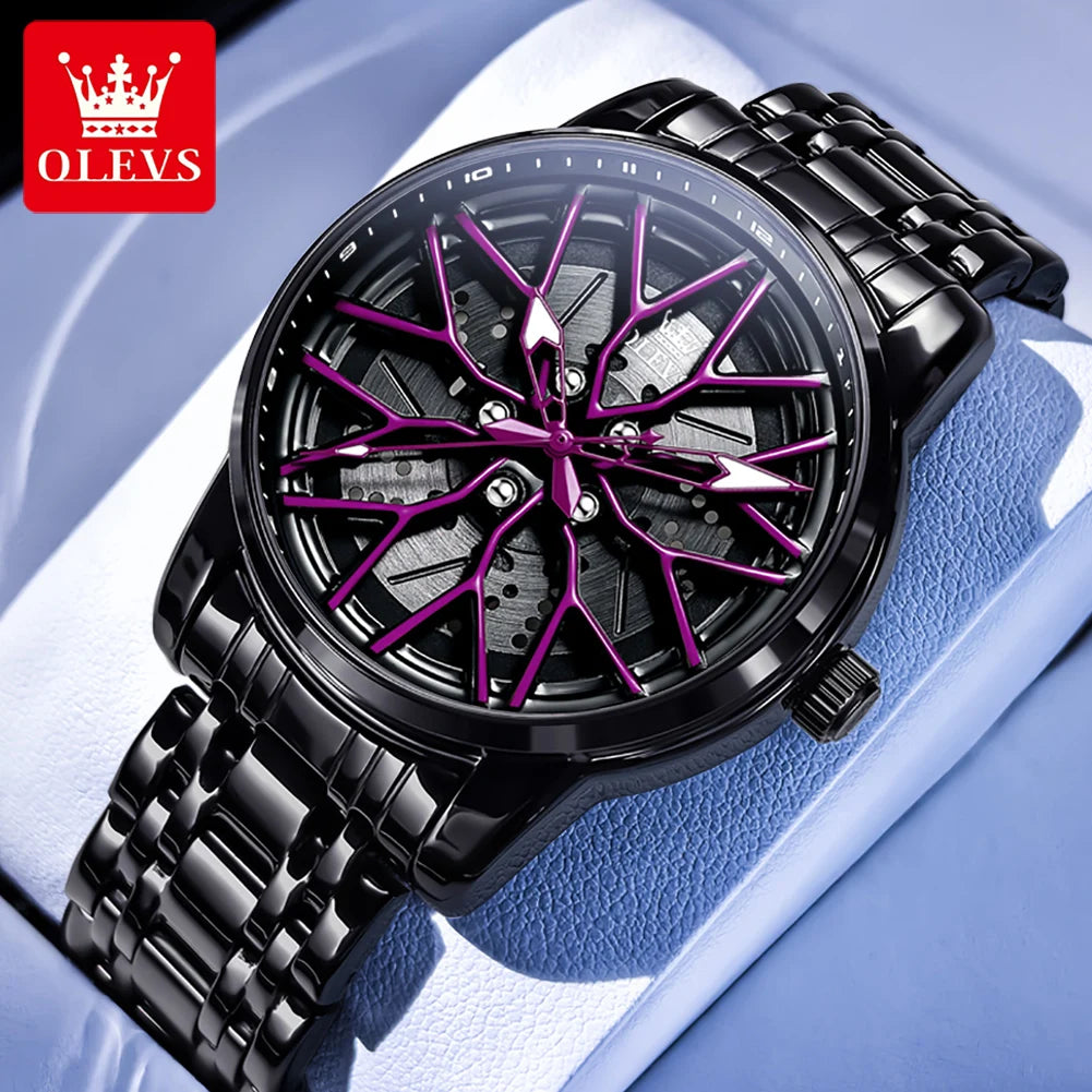 OLEVS Watches Man 3701 New High Quality Original Mens Luck Flywheel Quartz Watch 30M Waterproof Sports Watches For Men Reloj