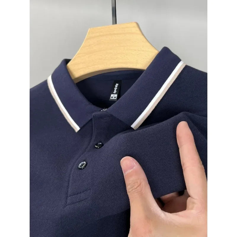 100% Cotton Men's Long Sleeved Lapel Business Classic Casual Loose Spring and Autumn New Solid Color Men's Korean Style Trend