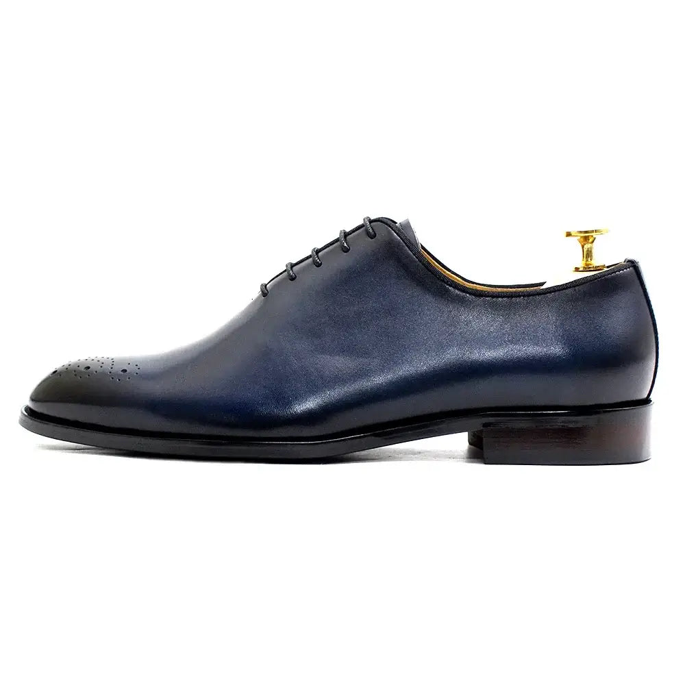 Chaussures habillées pour homme de style italien, en cuir véritable et fabriquées à la main, richelieus classiques sans couture à lacets, chaussures formelles de bureau