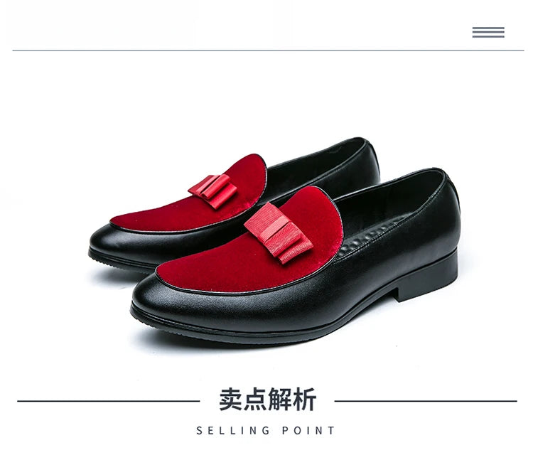 Men's Classic Leather Bow Formal Wedding Office Loafers