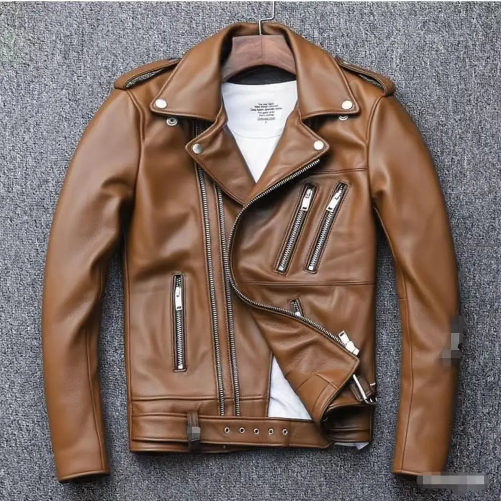 Men's Oversized Multi-Zip PU Leather Coat