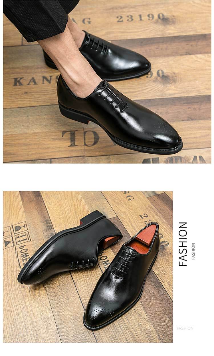 Men's Red Sole Black Brogue Lace-up Formal Shoes