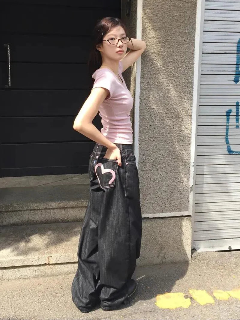 Women's Y2K Wide-Leg Baggy Denim Jeans