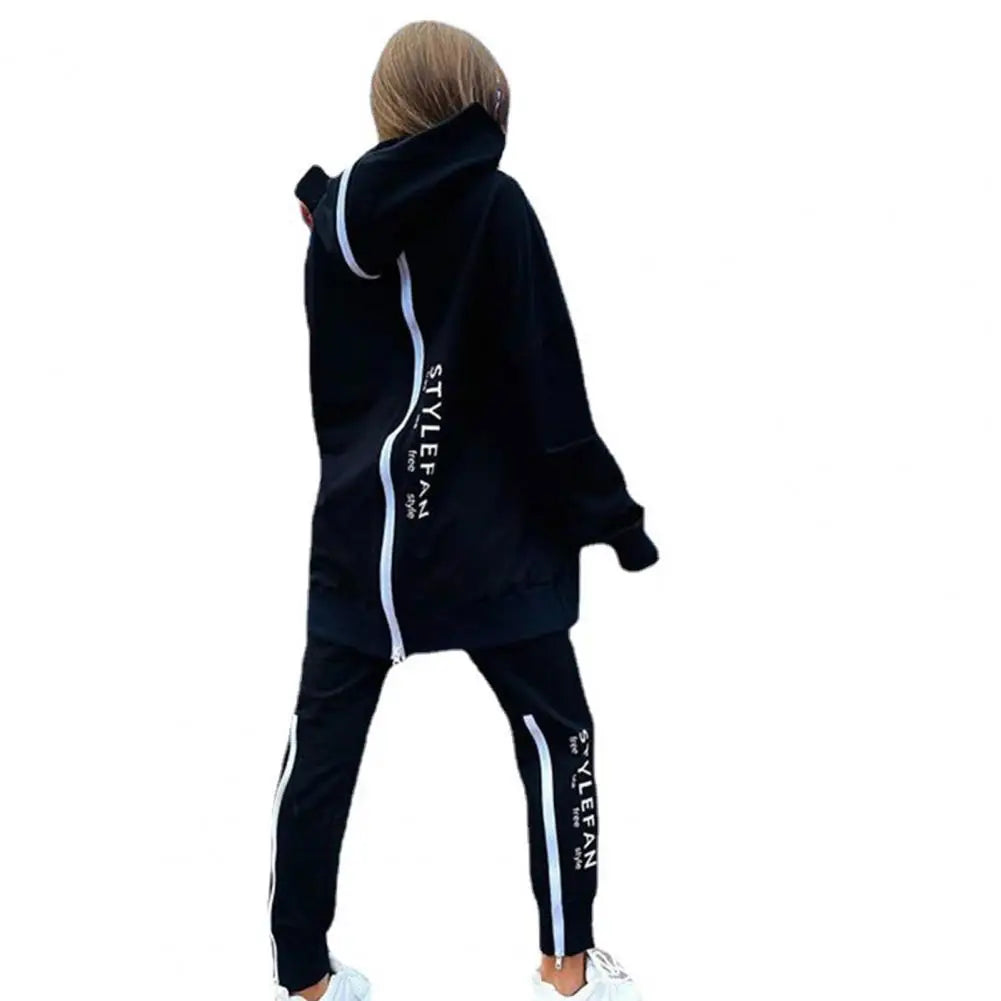 Women's Winter Oversized Back-Zip Hoodie and Pants Tracksuit Two-Piece