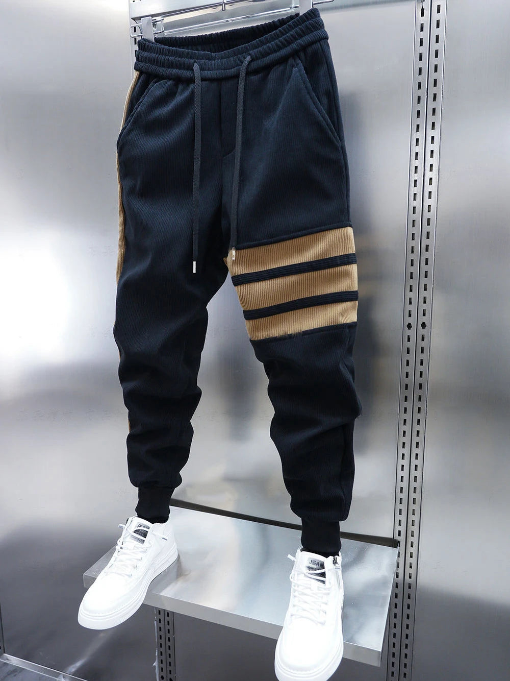 Men's Patchwork Striped Harem Jogger Sweatpants