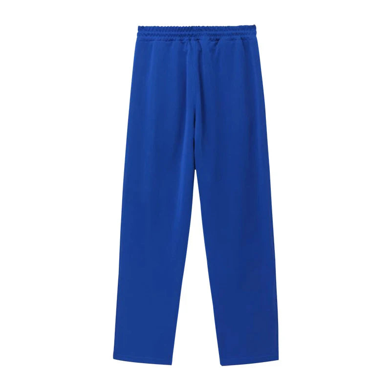 Men's Loose Solid Patchwork Side Button Straight Trousers