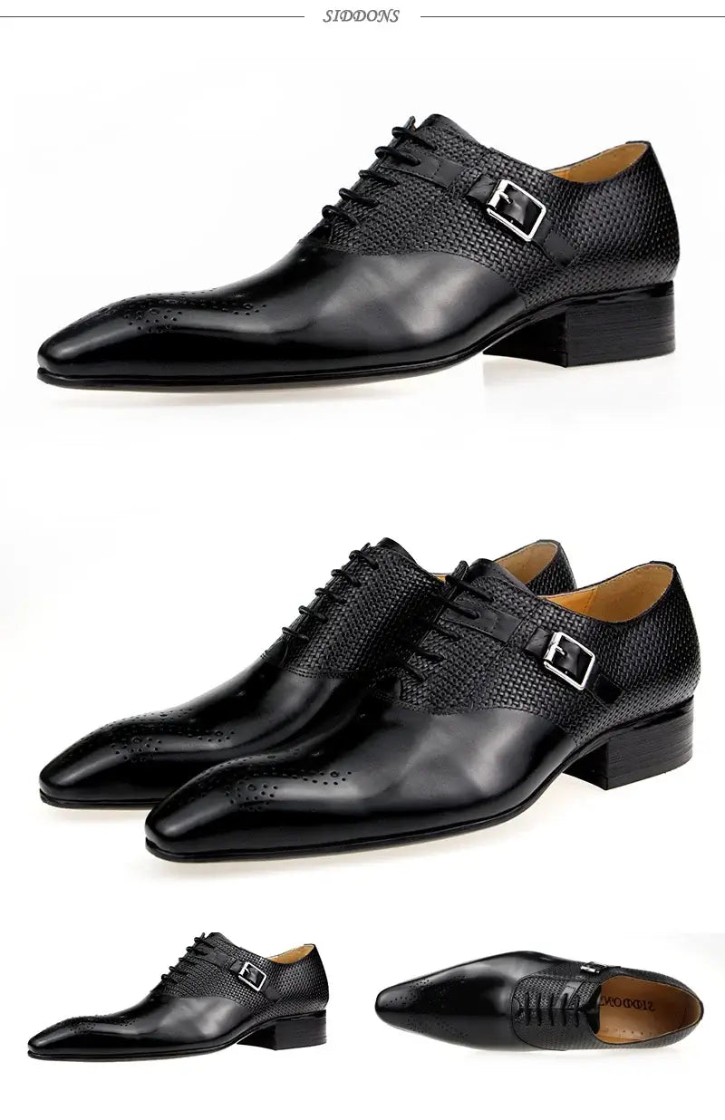 Men's Weave Print Leather Brogue Wedding Loafers