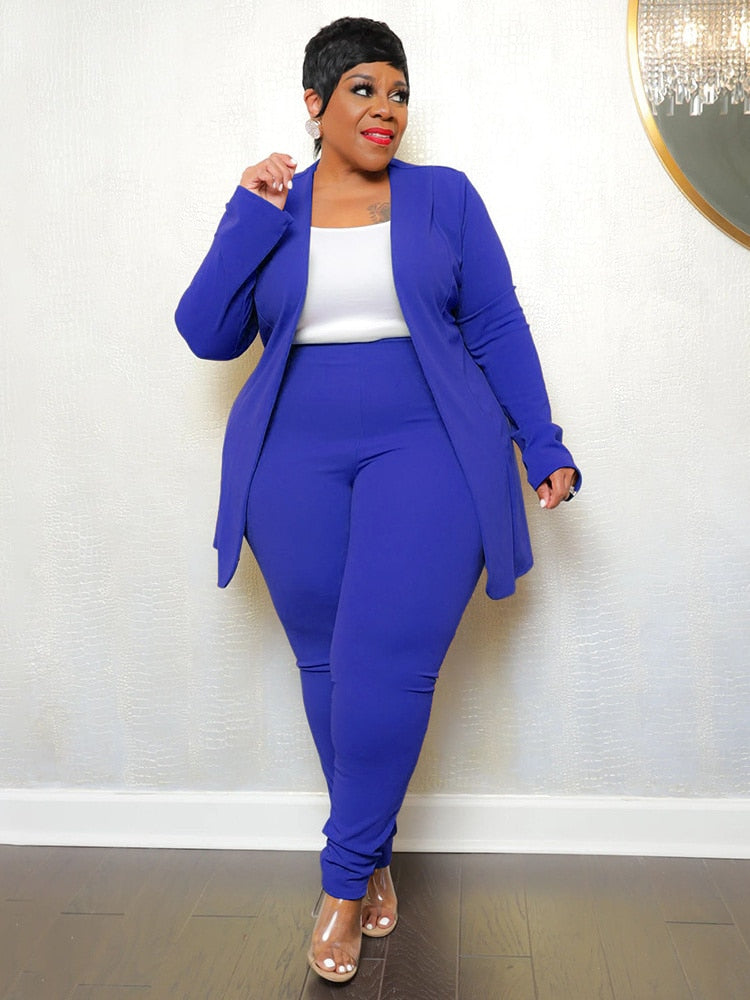 Women's Plus-Size Solid Top and Leggings Two-Piece Set, Fall Winter