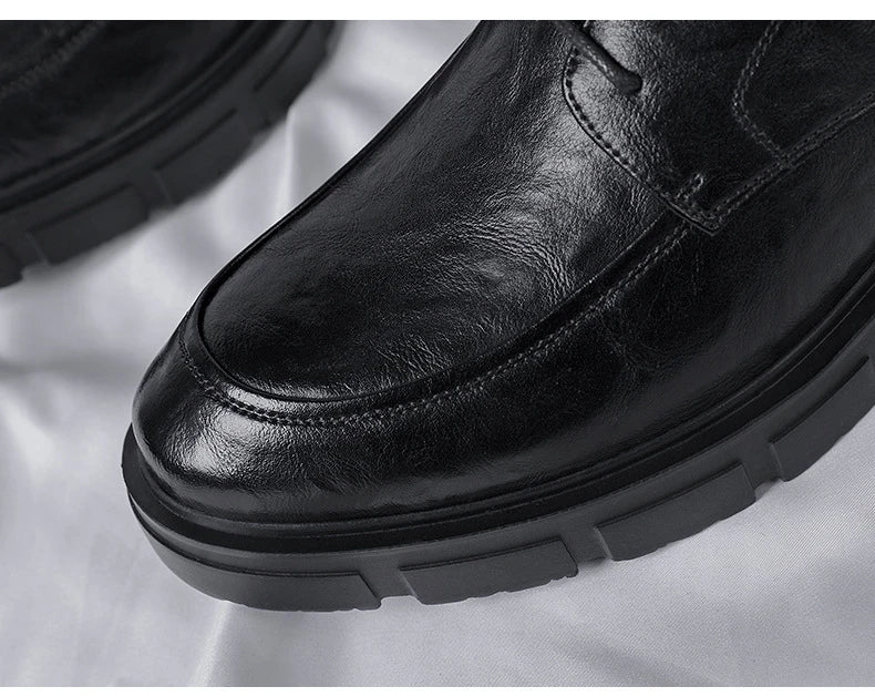 Men's Cow Leather Platform Dress Shoes (5-10 cm Heel)