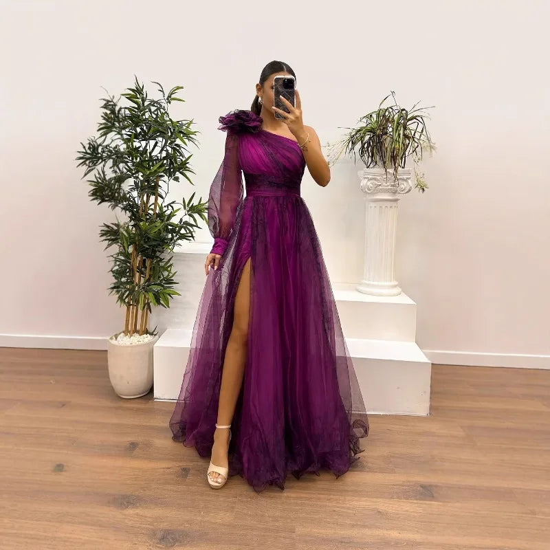Women's Off-Shoulder Pleated Maxi Evening Dress