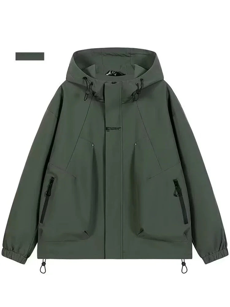 2024 New Men's Outdoor Hooded Windbreaker Jacket Autumn Waterproof Hiking Bomber Jackets Women Trekking Softshell Coats