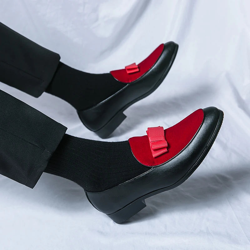 Men's Classic Leather Bow Formal Wedding Office Loafers