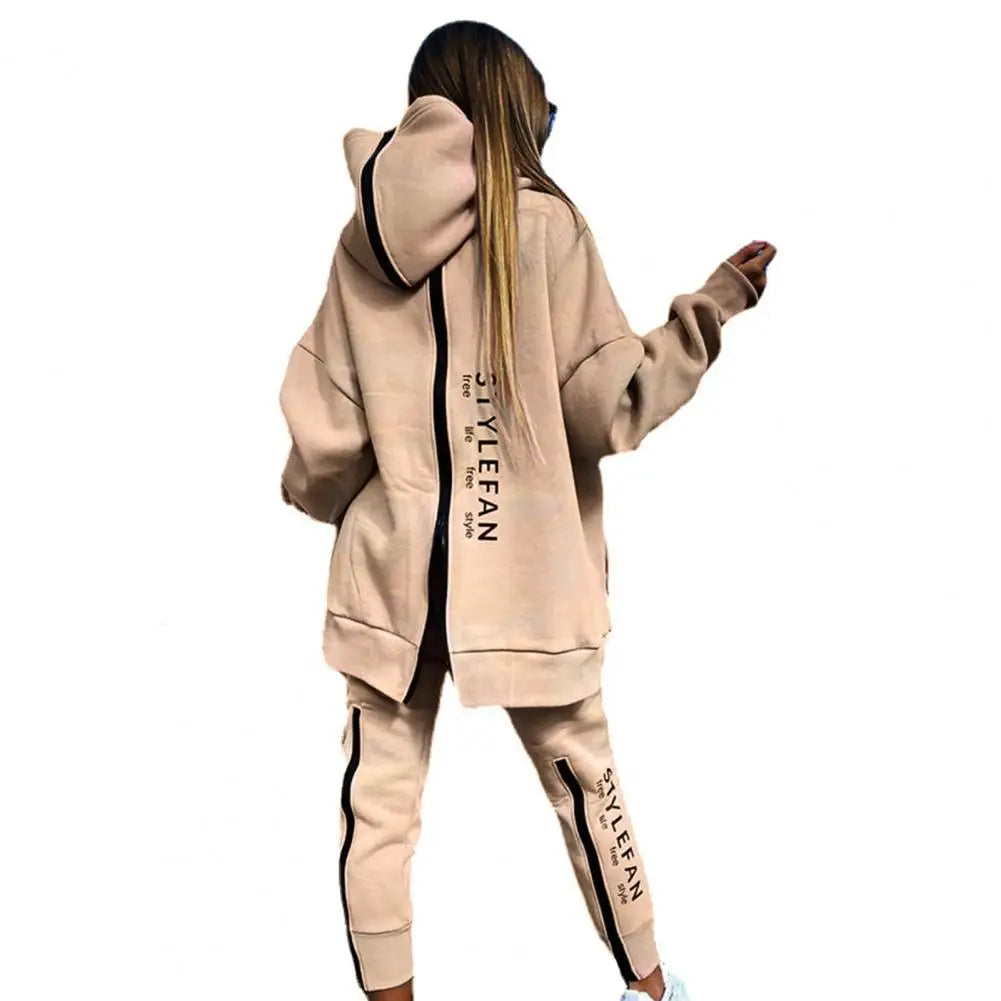 Women's Winter Oversized Back-Zip Hoodie and Pants Tracksuit Two-Piece