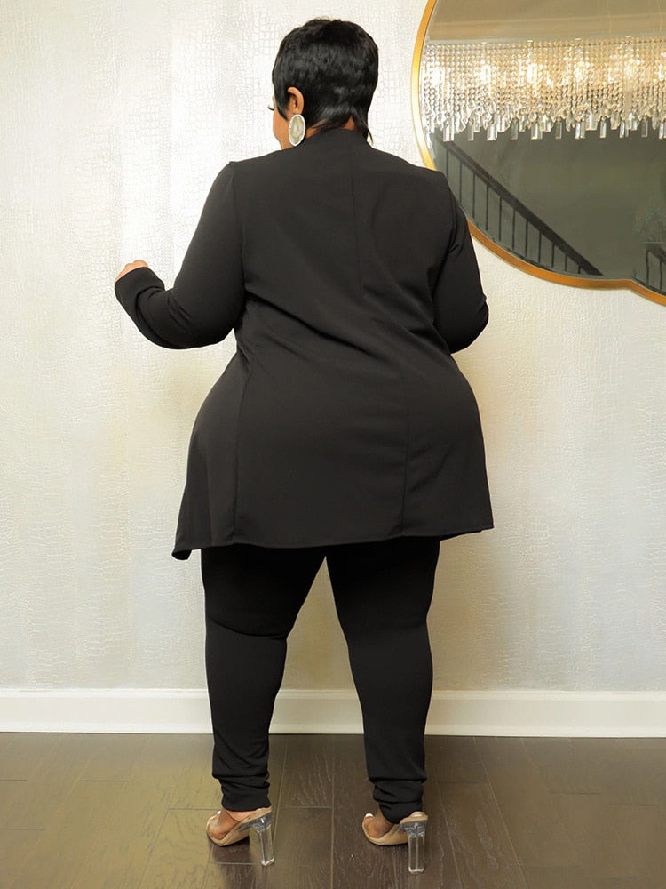 Women's Plus-Size Solid Top and Leggings Two-Piece Set, Fall Winter