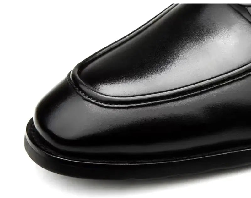 Men's Metal Buckle Genuine Leather Slip-On Wedding Dress Shoes